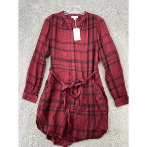 New Lucky Brand Womens S Plaid Shirt Dress Comfort Career Red Black